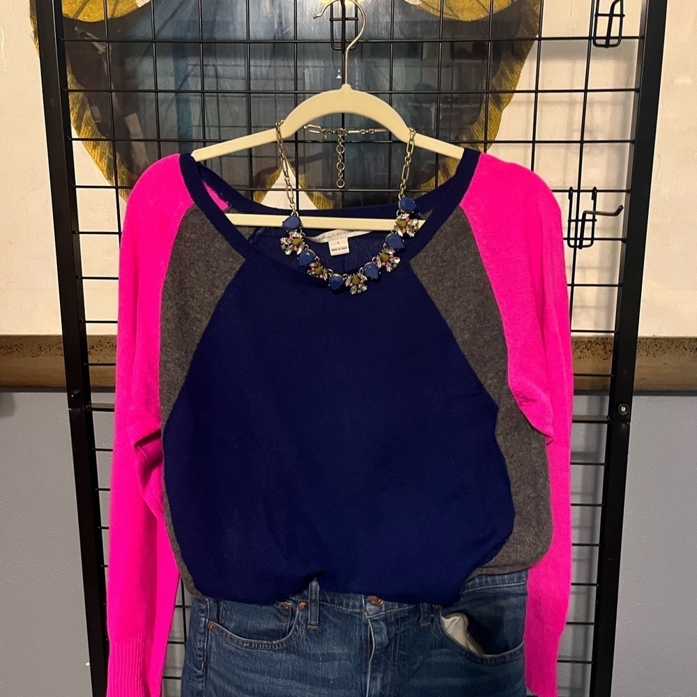 Diane Von Furstenberg Pink, Gray, and Blue Sweater. Cashmere